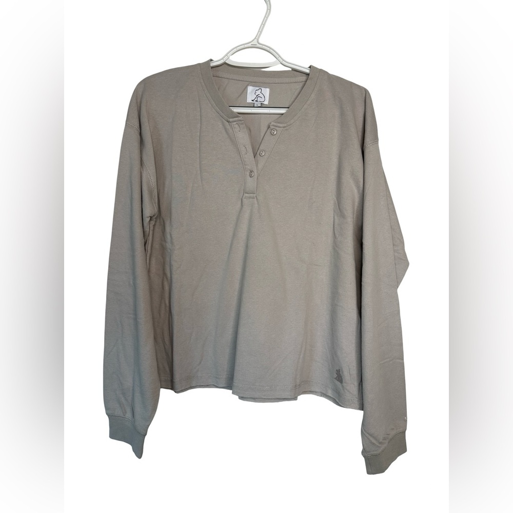 Women’s Long Sleeve Henley Tee - Taupe